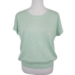 ELLEN TRACY Scoop Neck Knit Short Sleeve Dolman Tee in Seafoam Pearl Size XS